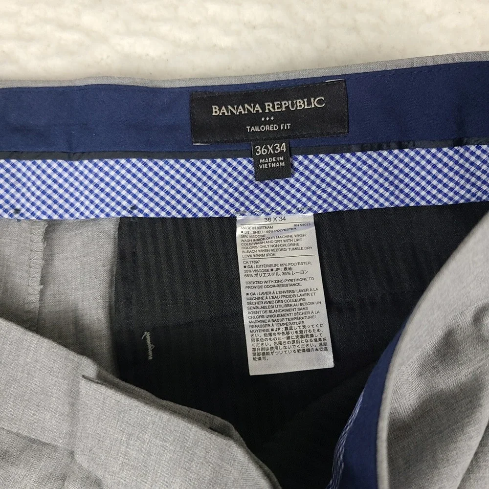 Banana Republic Dress Pants Mens 36 x 34 Gray‎ Tailored Fit Trousers Slacks